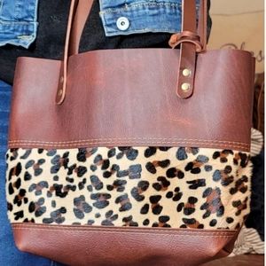 USA Made Leopard Leather Tote Bag